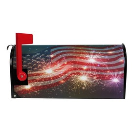 WOOR Fireworks Background for 4Th of July Independence Day Magnetic Mailbox Cover MailWraps Garden Yard Home Decor for Outside Oversized-25.5" x20.8"