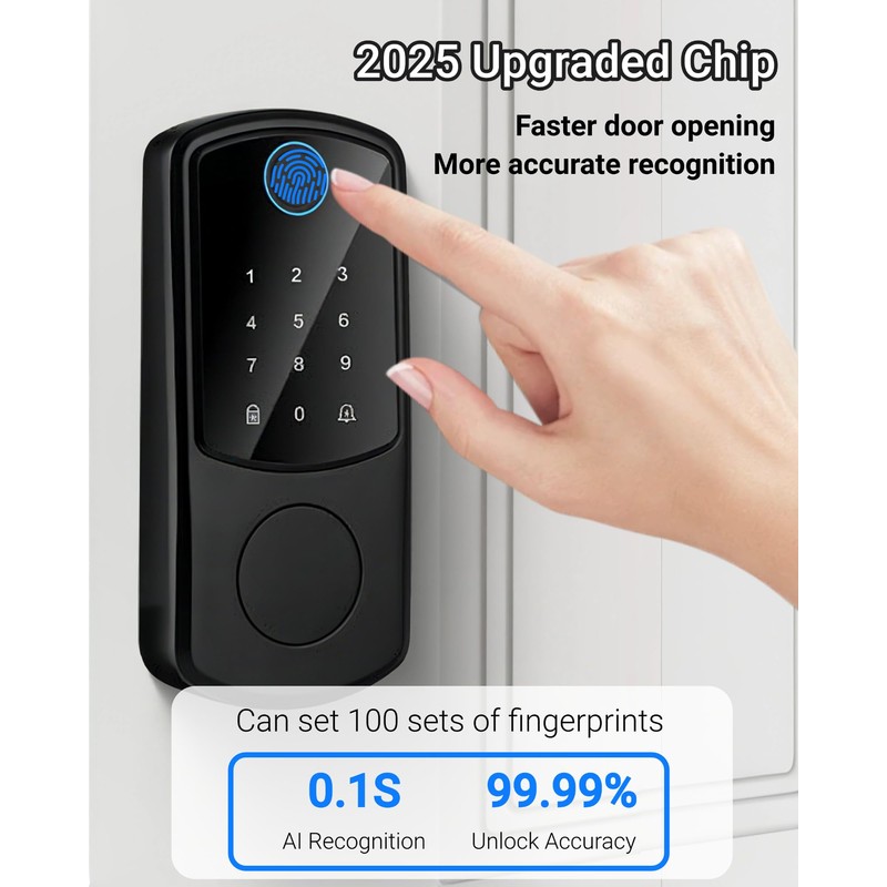 Smart Door Lock, Fingerprint Password IC Card Key Tuya APP,
