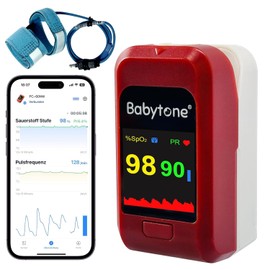 Babytone Pulse Oximeter for Babies and Adults, Wearable Blood Oxygen Finger Oximeter, Heart Rate Monitor with Alarm and Health Reports