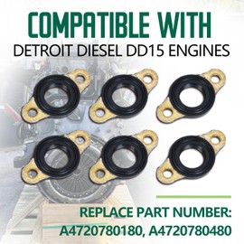 Puruoda Set of 6 Fuel Injector Line Passthrough Seals Compatible With Detroit Diesel Engines DD15 A4720780180, A4720780480