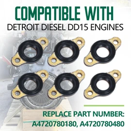 Puruoda Set of 6 Fuel Injector Line Passthrough Seals Compatible With Detroit Diesel Engines DD15 A4720780180, A4720780480