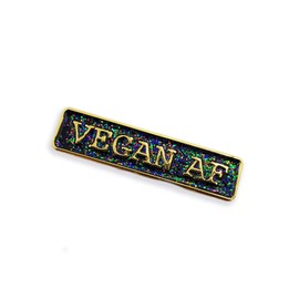 Vegan AF Black Glitter Enamel Pin Badge