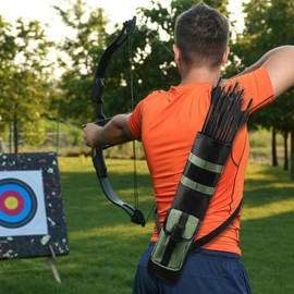 MiOYOOW Archery Quiver, Adjustable Arrow Bag Back Arrow Case with Tactical Webbing & Hook and Loop Fastener for Hunting Shooting Training