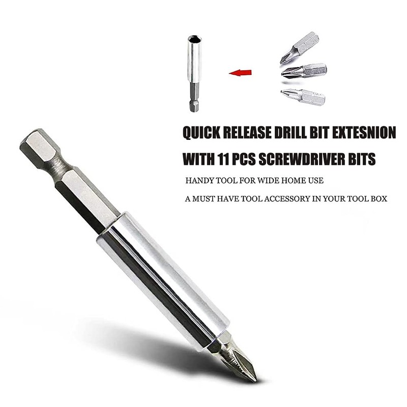 Screwdriver Bit Set Mixed 11 PCS+ Drill Bit Holder 60MM