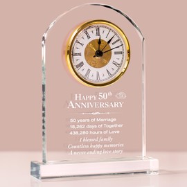 HN HAIINAA 50th Wedding Anniversary Clock 50th Anniversary Wedding Gifts for Couple Parents Husband Wife Grandparents, Golden 50 Years of Marriage for Him Her