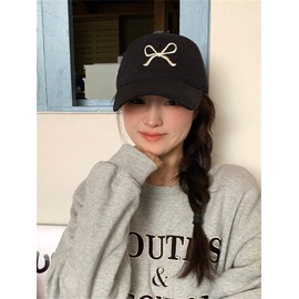 Trendy Hat Women Bow Embroider Baseball Cap Summer Bow Aesthetic Y2k Sun Hat Preppy Coquette Y2k Accessories Beach, A-beige&pink, Medium