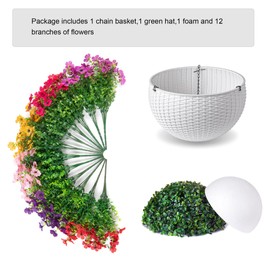 Artificial Faux Hanging Flowers Plants Basket for Outdoor Outside Decoration, Fake Silk Colorful Daisy in Planter for Porch Patio Garden Yard Home