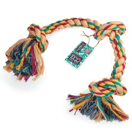 Green & Wilds Eco-Friendly Large Rope Dog Toy - Big Rope 3 Knot - Jute Rope Sustainable Dog Chew Toy