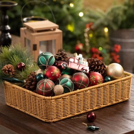 Valery Madelyn Christmas Baubles for Traditional Christmas Tree Decorations,70pcs Red Green Gold Shatterproof Ball Ornaments, Hanging Gifts, House Shape Packing