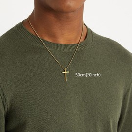 GAVU Men's Cross Pendant Necklace Jesus Cross Chain Gold Silver Black Men Women, Stainless Steel, No Gemstone