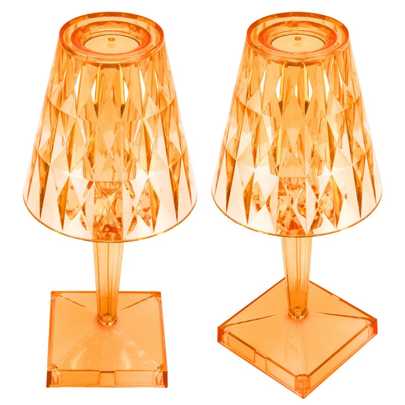 LED Crystal Table Lamp Transparent Prism Dimmable Desk Lamp USB
