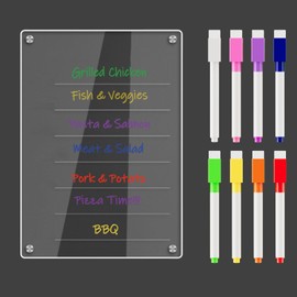 Transparent Acrylic Dry Erase Board 12"X 8" Magnetic Dry Erase Board for Refrigerator with 8 Dry Eraser Markers (Clear Blank)