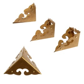 Dophee 4PCS Antique Brass Corner Protectors, Vintage Corner Guards 4.5 * 4.5 * 4.5cm Metal Edge Cover for Jewellry Wooden Box Gift Furniture Edge Decorative