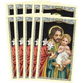 Needzo Saint Joseph, Spiritual Father Holy Prayer Cards, Religious Father's Day Ideas for Catholic Men, Pack of 10, 4.125 Inches