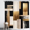 Black Gold Abstract Shower Curtain Modern Geometric 72Wx72H Inch Decor