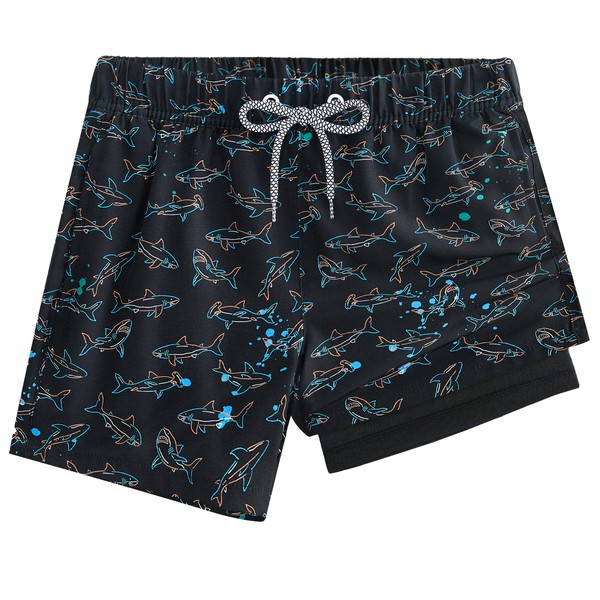 APTRO Boys 2 in 1 Swim Trunks Quick Dry with