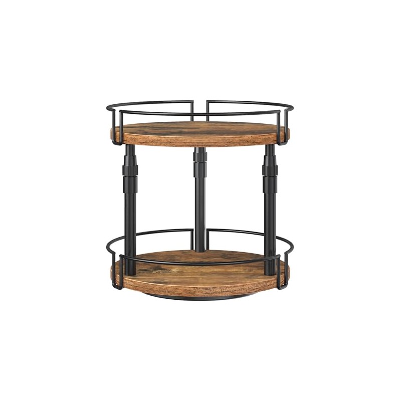HOOBRO Spice Rack, Kitchen Rack, 2-Tier Height Adjustable, Rotating Spice
