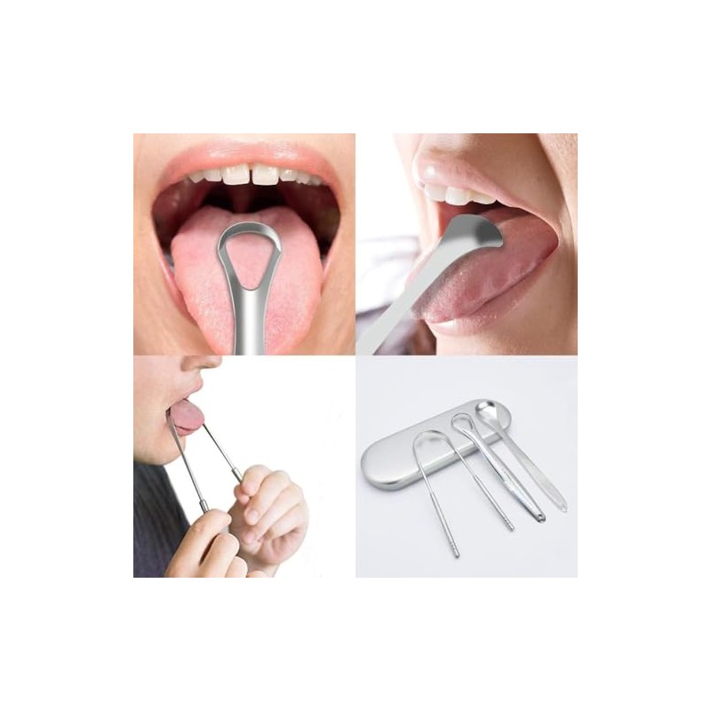 Set de 3 Limpiador de Lengua, Raspador de Lengua Acero