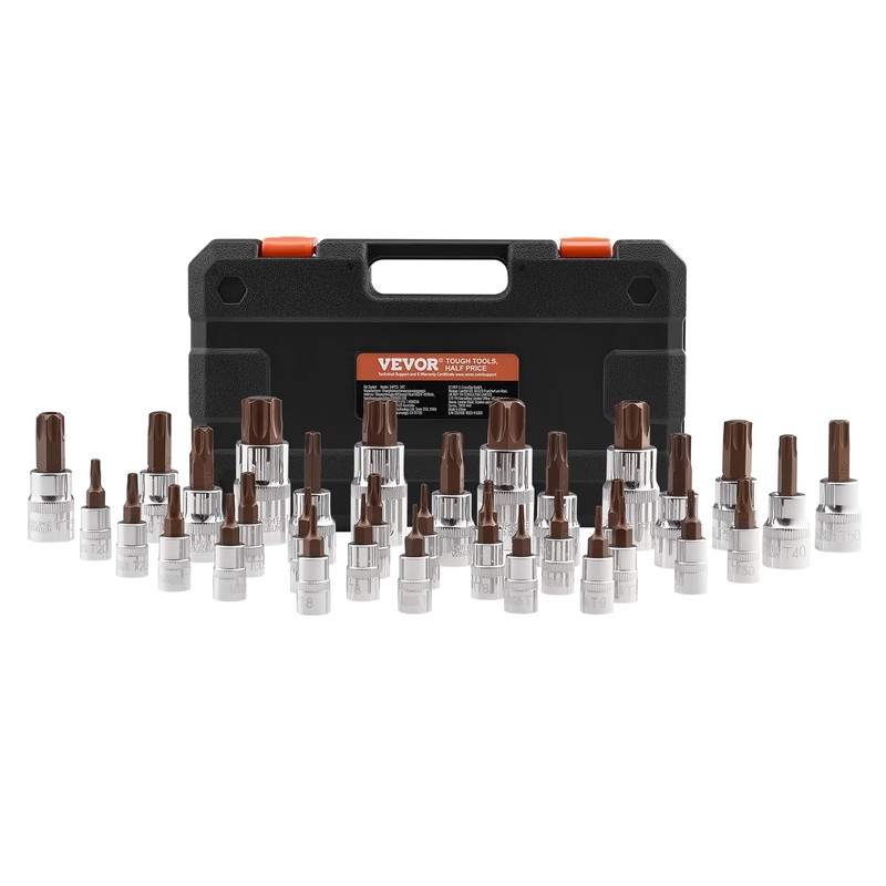 VEVOR Torx Bit Socket Set, 34-Piece Solid Star and Tamper