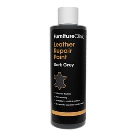 Furniture Clinic Leather Repair Paint | 2-in-1 Seal and Color | Use on Scratches, Tears, and Holes in Car Seats, Furniture | Quick and Easy Leather Repair Kit for Furniture (Dark Grey, 250ml / 8.5oz)
