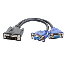 suckoo DVI24+5 to 2 Port VGA Video Cable Converter Laptop Host Graphics Card DVI-I External VGA TV Monitor Projector Adapter Splitter 1 in 2 Out Male to Female