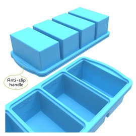 Zip Standing Silicone Freezer Trays with Lid,1-cup Soup Freezer Container large Ice Cube Molds with Reinforced Steel Ring Top for freezing Soup Sauce Broth Leftovers oven Dishwasher -Safe(2-Pack)