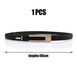 KMKANPO Leather Belt, Waist Belt, Slim Belt for Women, Thin Leather Belt, Fashion Waist Belt, for Jeans, Dresses, Coats with Golden Buckle, black