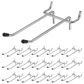 16 Pcs Peg Hooks for Pegboard, 4 Inch Pegboard Hooks, Pegboard Double Hooks Fit 1/4” PegBoard Holes, Heavy Duty Pegboard Pegs with Black Rubber Tipped, Peg Board Organizer Accessories for Garage