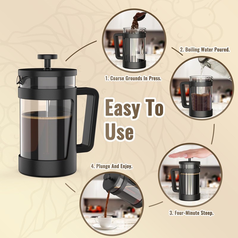 RAINBEAN Cafetiere 1 Cup French Coffee Press, Small Cafetiere 1