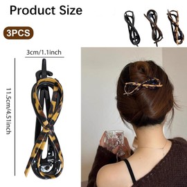 ZZEM 3Pcs Leather Bow Hair Clip Set - Vintage Women's Duckbill Flat Clip French Tooth Ponytail Clip Vintage Leather Bow Twist Clip Duckbill Clip Cute Hair Clips Used for Styling