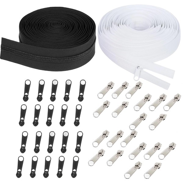 42 Zip Set, Continuous Zip with Zip, 10 m Black