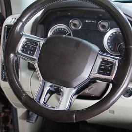 Chrome Central Control and Seat Panel and Gear Dashboard Cover Trim fit 2011 2012 2013 2014 2015 2016 2017 2018 Dodge RAM 1500 2500 3500 Accessories (Steering Wheel Cover)