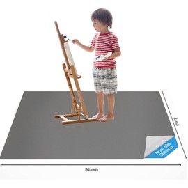 Splat Mat for Under High Chair, 51" PU Highchair Splash Mat, Washable Waterproof Messy Mat, Multipurpose Anti-Slip Floor Splash Mat, Portable Play Mat and Table Cloth Weaning Mat (Grey)