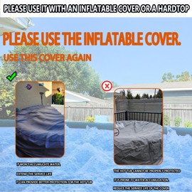 XCZ Portable Hot Tub Cover, Inflatable Hot Tub Full Coverage - Waterproof, Sunproof, Dustproof, Fits Most 4 Person/77 Inch Inflatable Hot Tub Spa, Round (Black， Cover Only)