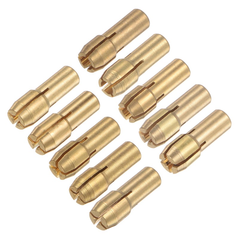 sourcing map 10pcs Brass Collet 0.5-3.2mm Brass Drill Chucks Mini