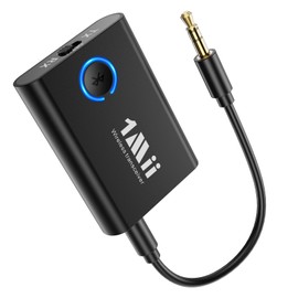 1Mii Bluetooth 5.3 Transmitter TV Bluetooth Receiver Audio Transmitter Receiver, Intuitive Operation, Connect 2 Devices Simultaneously, aptX Adaptive/aptX LL Low Latence/aptX HD/AAC AUX Earphone Jack 3.5mm, for Car Car Car TV PC Speaker Home Airplane Boat Gym Charging ML301 Black