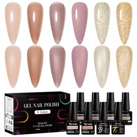 MTSSII 8PCS Gel Nail Polish Set, Soak Off UV LED Lamp Gel Nail Polish Kit (SET-3, 8PCS)