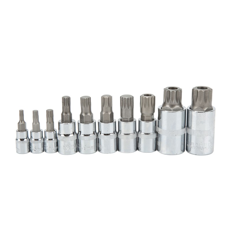 10PCS Triple Square Spline Bit Socket Set Low Wear Accurate