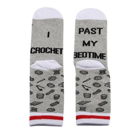 G2TUP 1 Pair Crochet Lover Gift I Crochet Past My Bed Time Socks Crocheting Lover Socks Crocheter Gift Yarn Lover Gift (Cotton, I Crochet Past 1P)