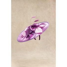 BABEYOND Derby Hats for Women - Fascinators Tea Party Hats Headband Wide Brim Fascinator Wedding Cocktail Flower Feathers Light Purple