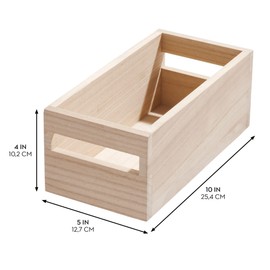 iDesign EcoWood Kitchen Storage Box, Kitchen Container Made from Eco-Friendly Paulownia Wood, Wooden Box for Kitchens, Bathrooms and More, Beige,25.4x12.7x10.2cm