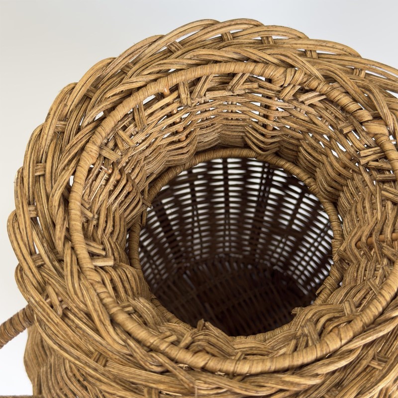 Handwoven Natural Rattan Flower Vase, Wicker Basket with Acrylic Liner,