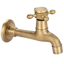 Copper Sink Faucet Vintage Lengthen Bronze Color Single Cold Water Tape Faucet for Kitchen Sink Mop Pool
