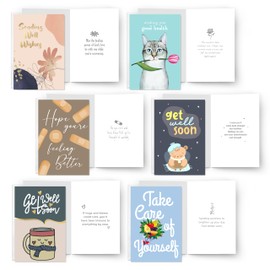 Easykart Get Well Soon Cards Assortment with Envelopes, 18 Cards, 4.5 x 6.75 in, 6 Designs, Printed on Thick Cardstock