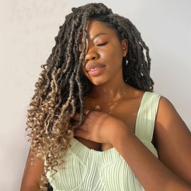 Toyotress Passion Locs Crochet Hair - 18 Inch 8 Packs Ombre Blonde Faux Locs Crochet Hair Curly Ends, Long Curly Locs Braids Pre-Looped Synthetic Braiding Hair Extensions (18 Inch, T27)