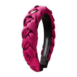 Alpenflüstern Costume Headband Linen Braided Look & Rhinestone Edelweiss Greta – Women's Hair Accessories Non-Slip Hair Band Braided for Dirndl (Berry) ADV145