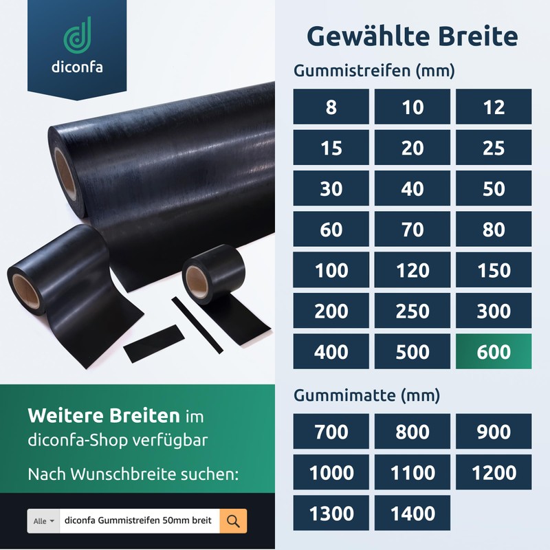 diconfa Rubber Mat Width 600 mm 60 cm 0.6 m