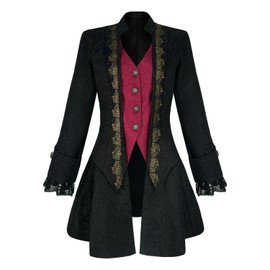 IWQBQ Women's Pirate Jacket Steampunk Victorian Tuxedo Gothic Renaissance Medieval Coat(Z2895 2XL)