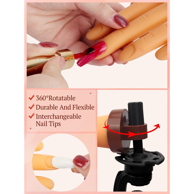 LIONVISON Practice Hand for Acrylic Nails, Professional Nail Art Hand