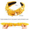 AHONEY Pearl Headband Knotted Headband for Women Girls, Rhinestone Top